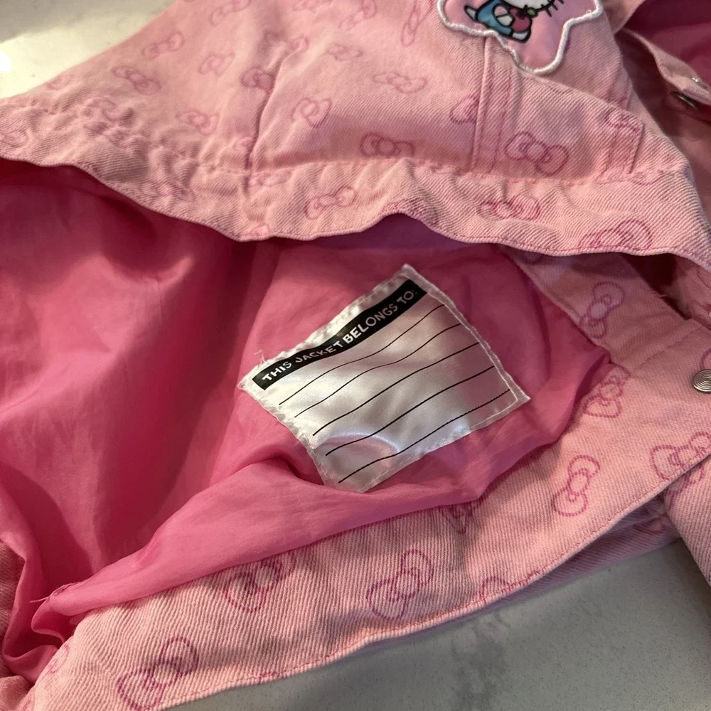 Hello Kitty Girls Pink Denim Jacket Size 7/8